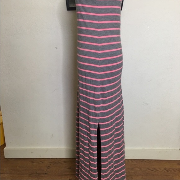 Gap 🌺 Pink and Gray Striped Jersey Maxi Dress - Picture 5 of 7